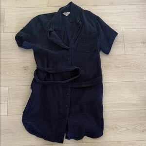 Weatherproof Vintage Navy Textured Button Romper